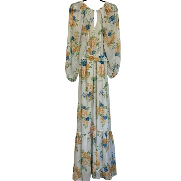 A. Cailin by Flying Tomato beautiful floral print w/ruffle bottom,blue/yellow, L - Picture 3 of 9